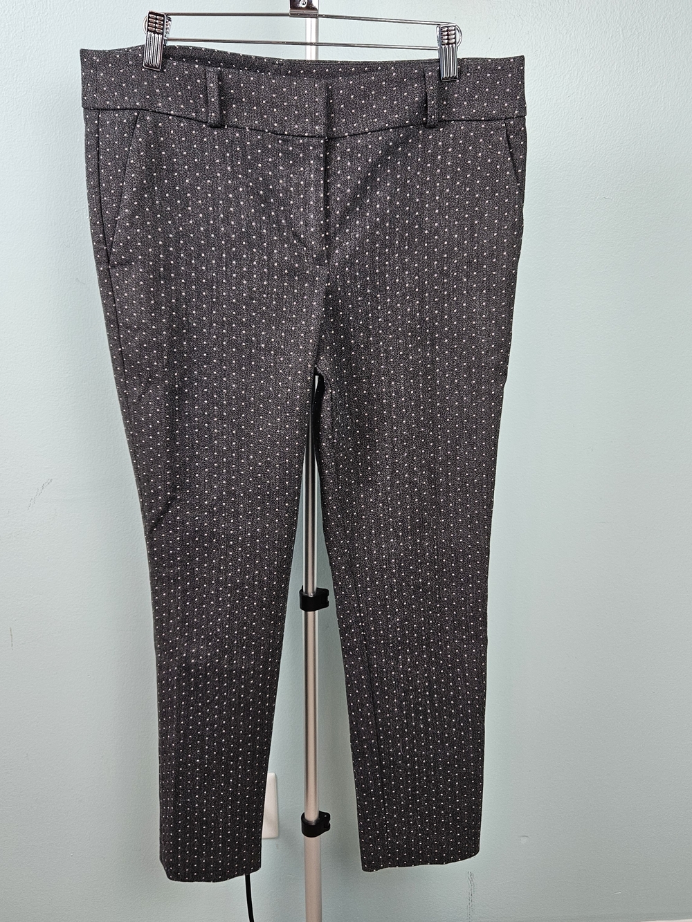 LOFT Charcoal Marissa Dot-Print Straight Leg Pants